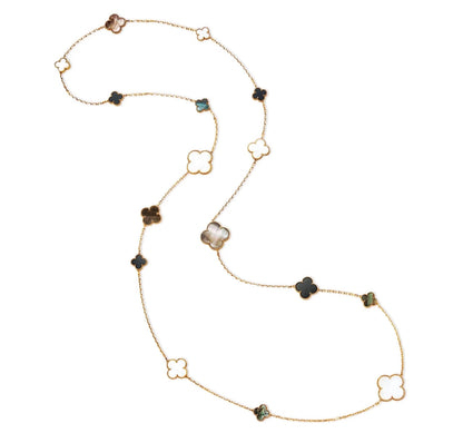 [Kincade]CLOVER 16 MOTIF WHITE NECKLACE