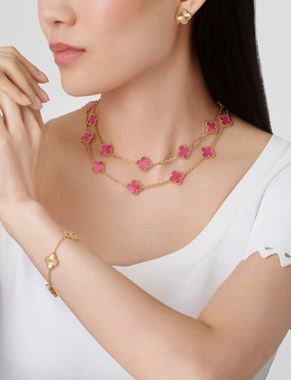 [Kincade]COLLAR CLOVER DE 20 MOTIVOS EN ESMALTE ROSA