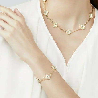 [Kincade Jewelrys]CLOVER 5 MOTIFS  FULL DIAMOND BRACELET