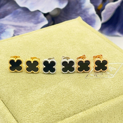 [Kincade Jewelrys]CLOVER MINI 9.5MM BLACK MOP EARRINGS