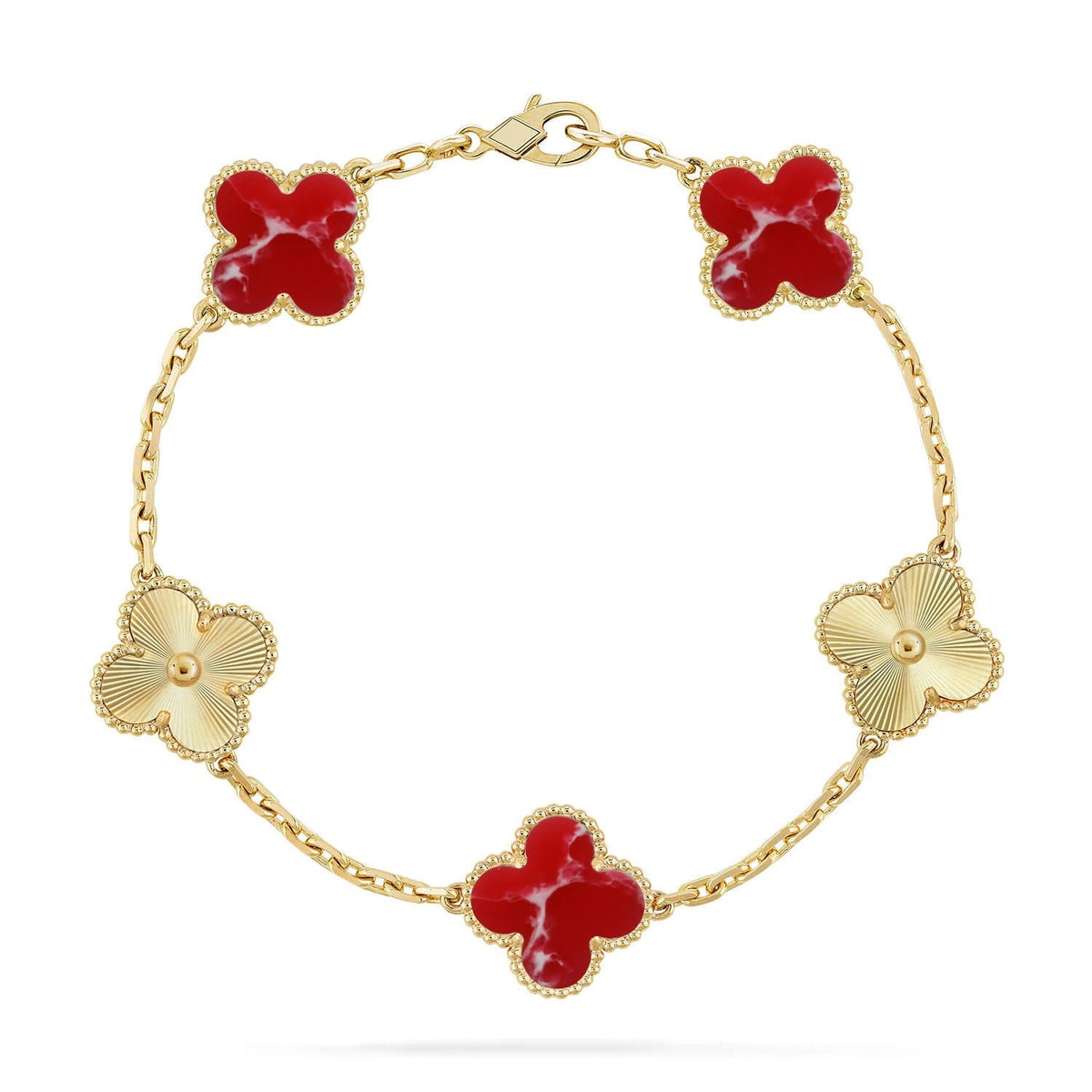 [Kincade]CLOVER 5 MOTIF RED PATTERN BRACELET COLLECTION