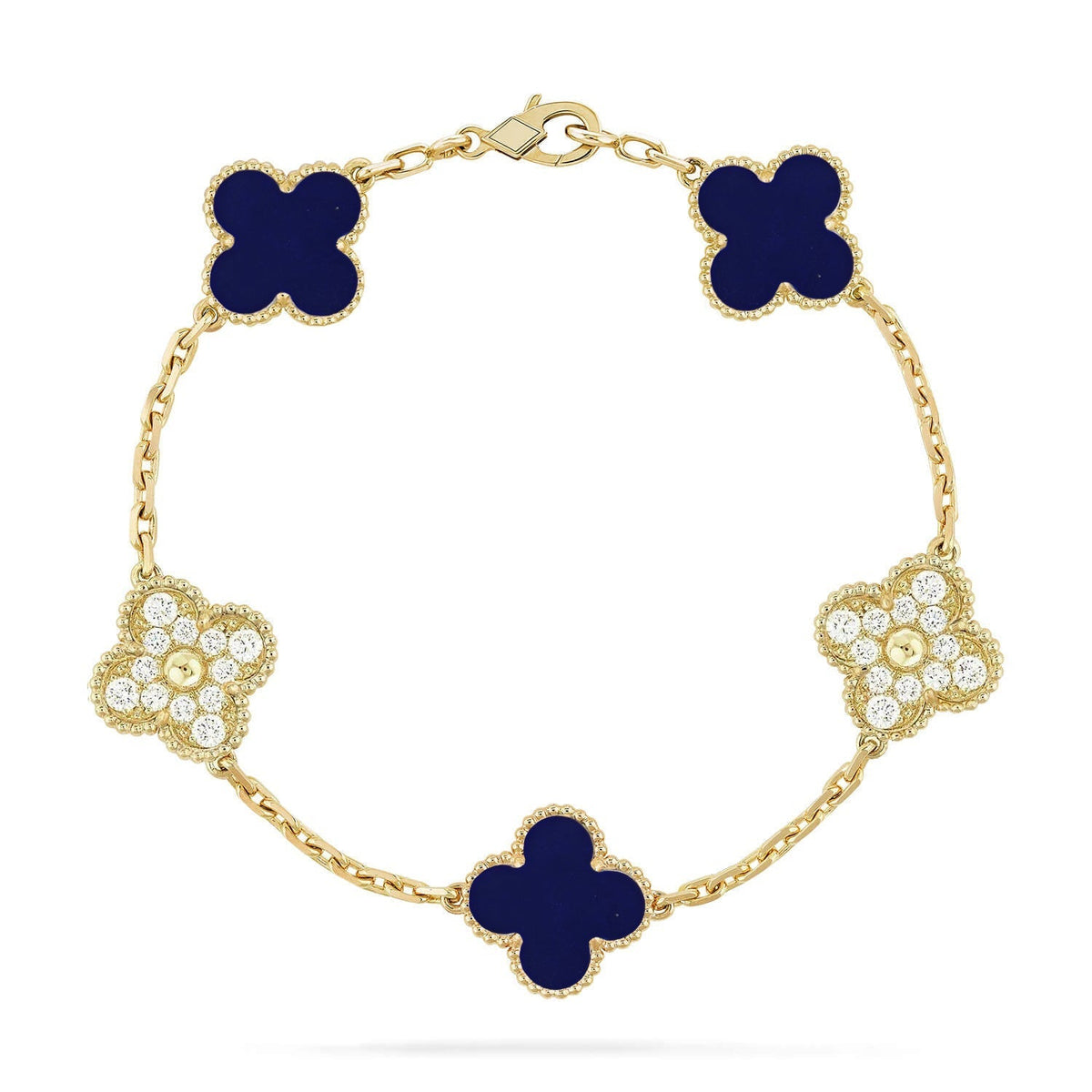 [Kincade] COLECCIÓN DE PULSERAS DE LAPIS LÁZULI CON 5 MOTIVOS DE TRÉBOL