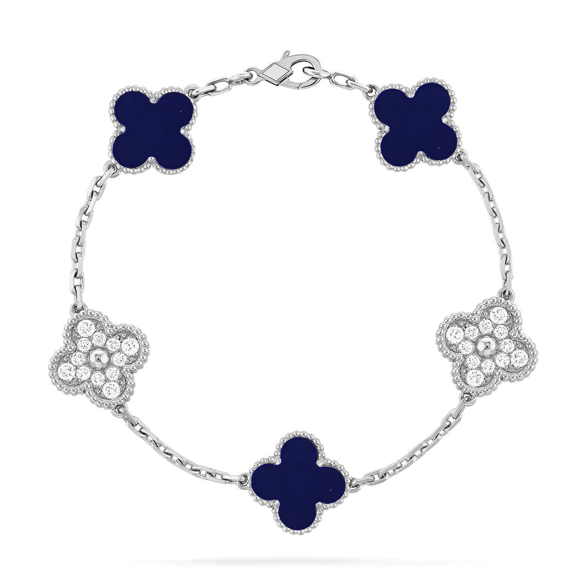 [Kincade] COLECCIÓN DE PULSERAS DE LAPIS LÁZULI CON 5 MOTIVOS DE TRÉBOL
