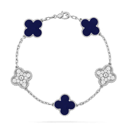 [Kincade] COLECCIÓN DE PULSERAS DE LAPIS LÁZULI CON 5 MOTIVOS DE TRÉBOL