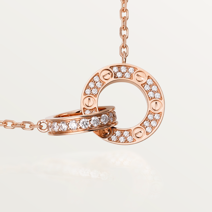 [Kincade Jewelrys]LOVE 7.6MM NECKLACE ROSE GOLD AND SILVER  FULL DIAMOND