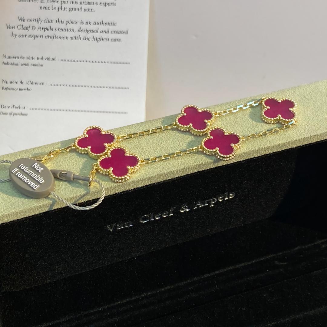 [Kincade]CLOVER 5 MOTIFS PINK ENAMEL BRACELET