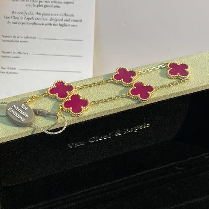 [Kincade]CLOVER 5 MOTIFS PINK ENAMEL BRACELET