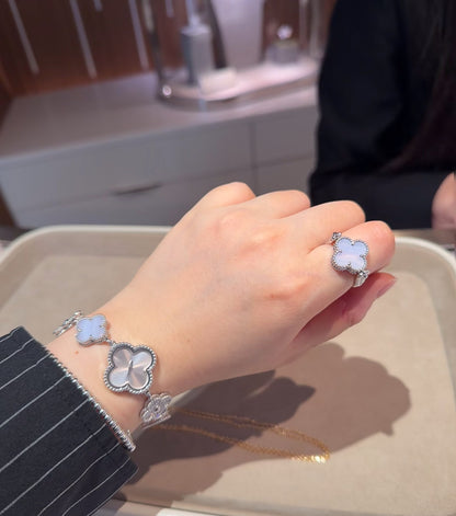 [Kincade]クローバー リバーシブル パープルカルセドニー リング
