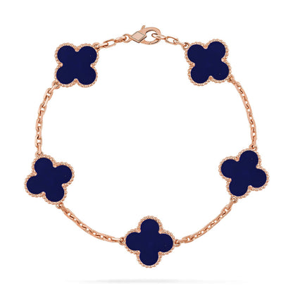 [Kincade] COLECCIÓN DE PULSERAS DE LAPIS LÁZULI CON 5 MOTIVOS DE TRÉBOL