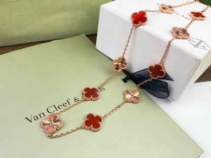 [Kincade Jewelrys]CLOVERS THE  10-MOTIFS CARNELIAN GOLD NECKLACE