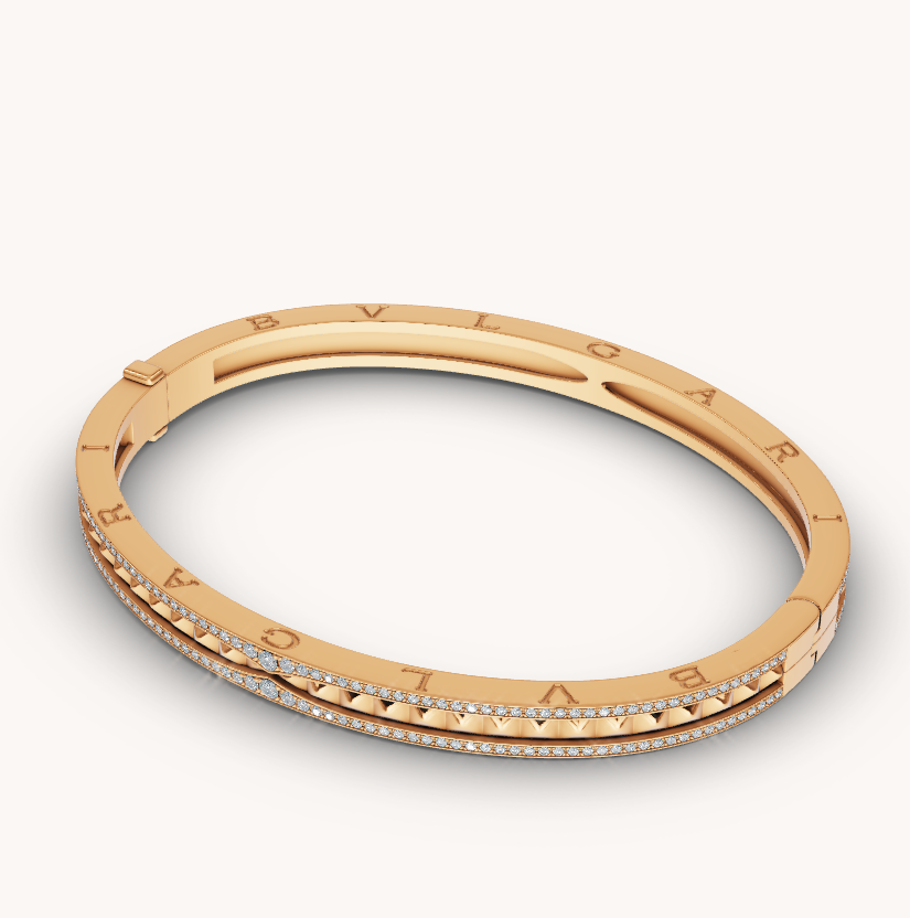 [Kincade Jewelrys]ZERO 1 SPIRAL AND PAVED DIAMOND GOLD BRACELET