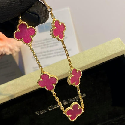 [Kincade]CLOVER 5 MOTIFS PINK ENAMEL BRACELET