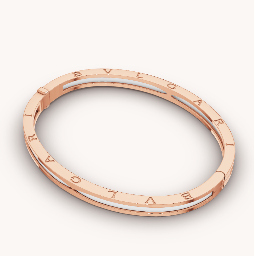 [Kincade Jewelrys]ZERO 1 PINK GOLD WITH WHITE CERAMIC BRACELET