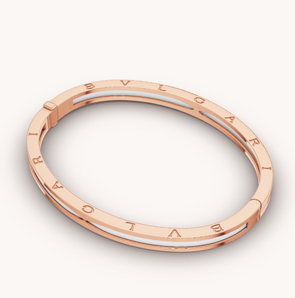 [Kincade Jewelrys]ZERO 1 PINK GOLD WITH WHITE CERAMIC BRACELET