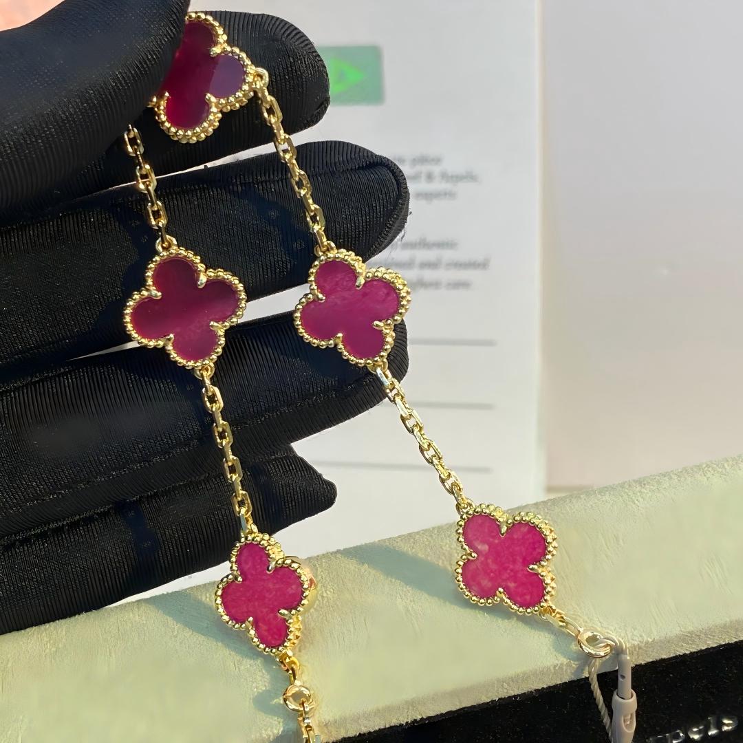 [Kincade]CLOVER 5 MOTIFS PINK ENAMEL BRACELET