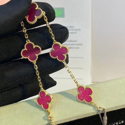 [Kincade]CLOVER 5 MOTIFS PINK ENAMEL BRACELET
