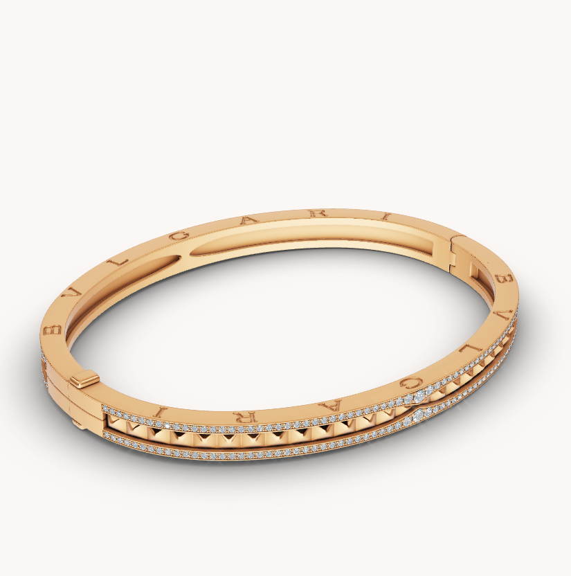 [Kincade Jewelrys]ZERO 1 SPIRAL AND PAVED DIAMOND GOLD BRACELET