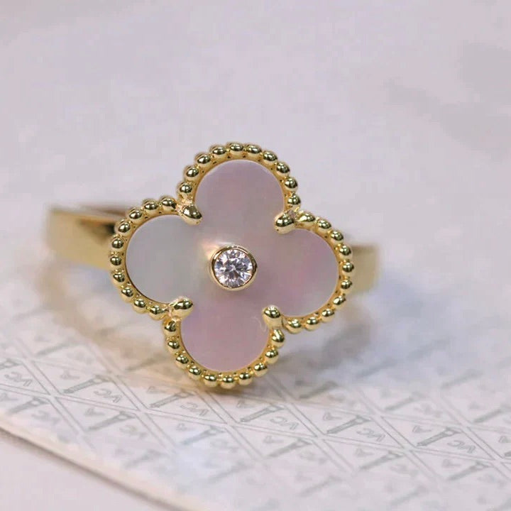 [Kincade Jewelrys]CLOVER PINK MOP RING GOLD DIAMOND
