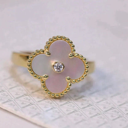 [Kincade Jewelrys]CLOVER PINK MOP RING GOLD DIAMOND