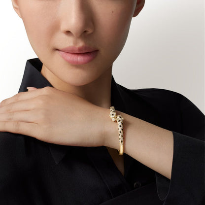 [Kincade]PANTHERE DOUBLE HEADED HALF DIAMOND OPEN BRACELET
