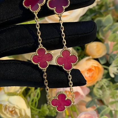 [Kincade]CLOVER 5 MOTIFS PINK ENAMEL BRACELET