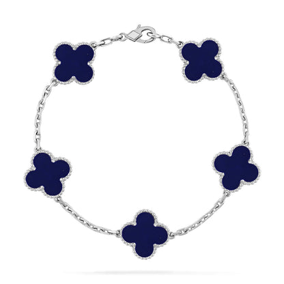 [Kincade] COLECCIÓN DE PULSERAS DE LAPIS LÁZULI CON 5 MOTIVOS DE TRÉBOL