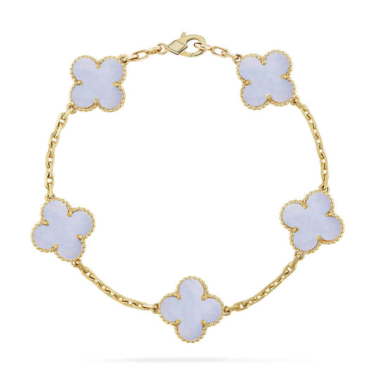 [Kincade] CLOVER 5 MOTIF PURPLE CHALCEDONY BRACELET COLLECTION