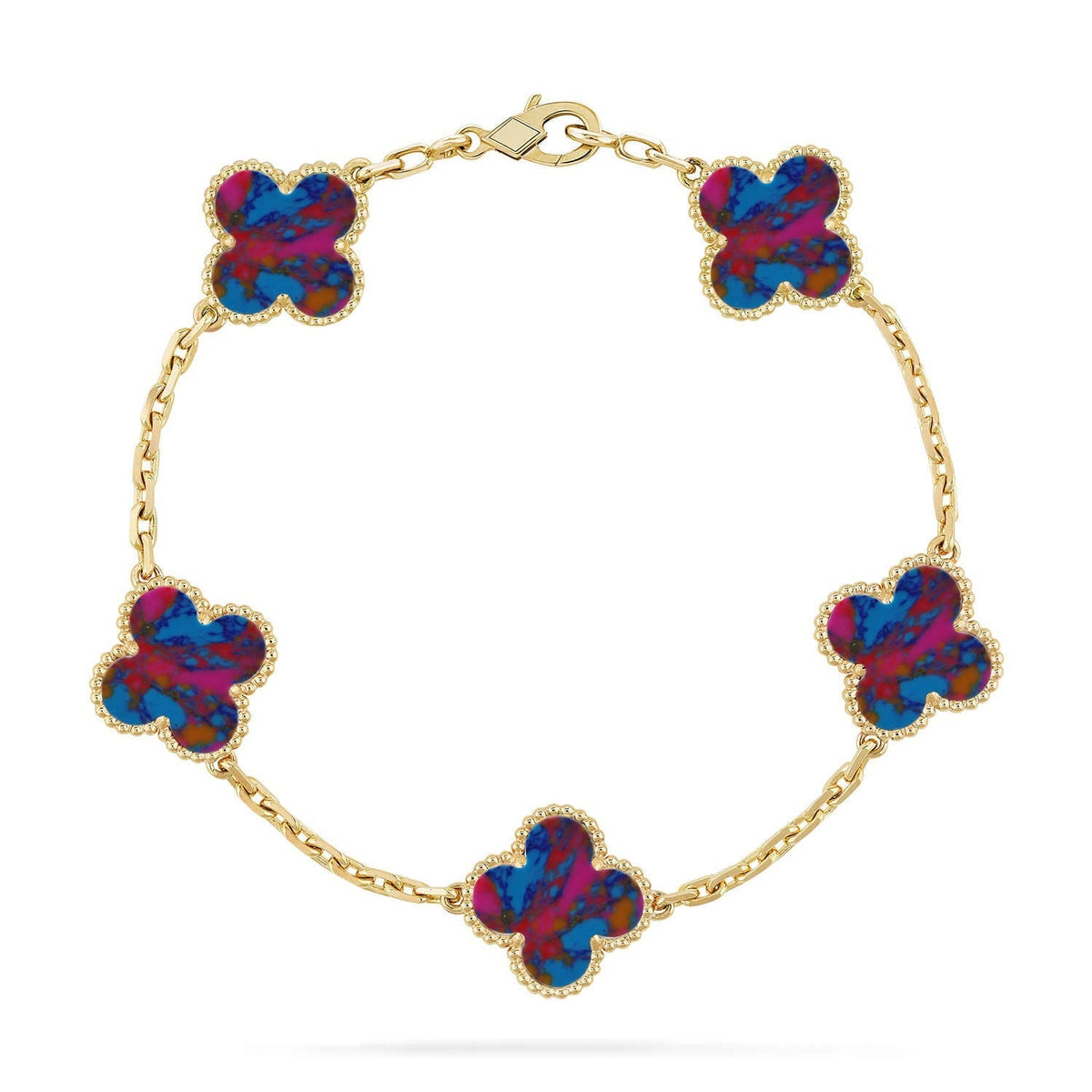 [Kincade]CLOVER 5 MOTIF COLOR GEMSTONES BRACELET COLLECTION