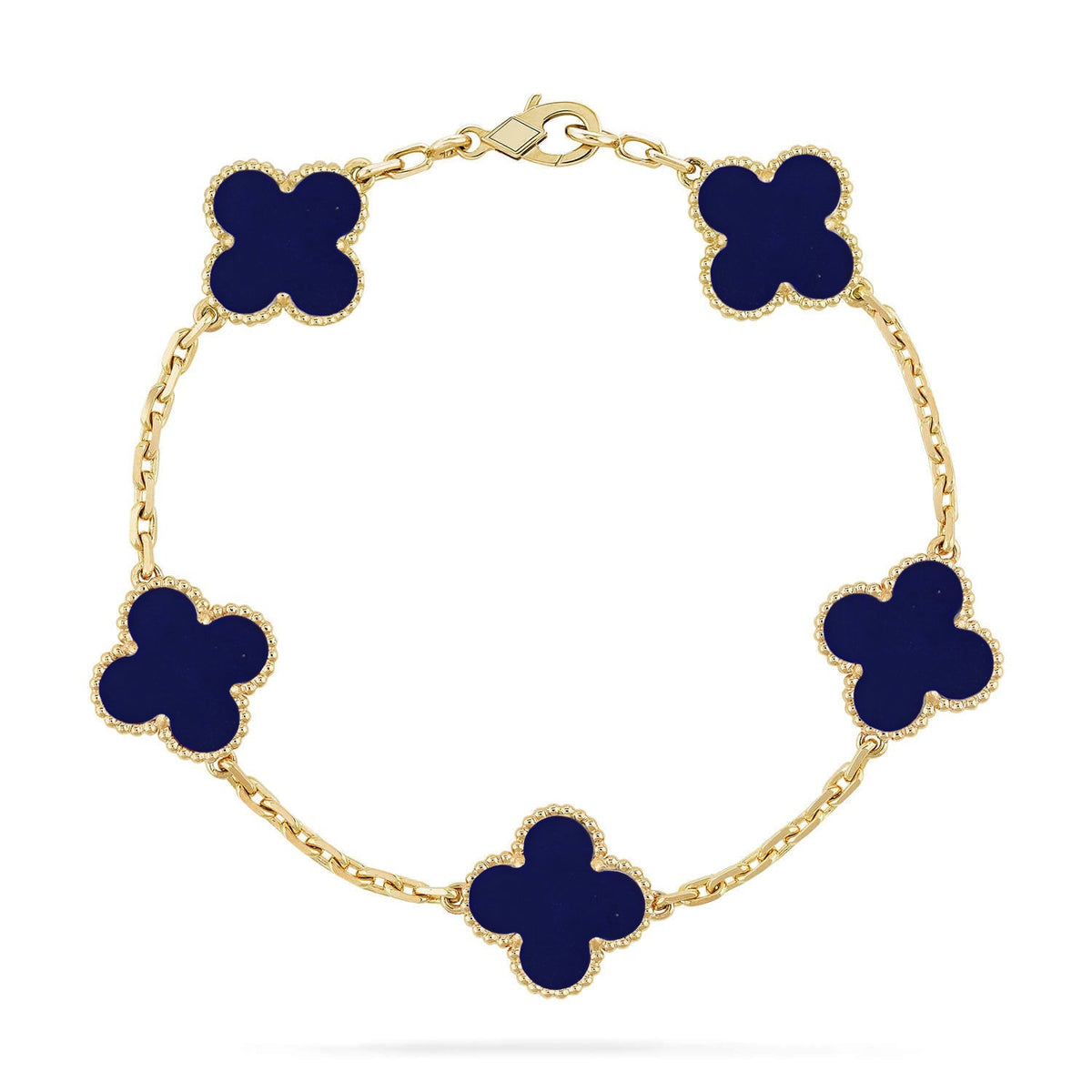 [Kincade] COLECCIÓN DE PULSERAS DE LAPIS LÁZULI CON 5 MOTIVOS DE TRÉBOL