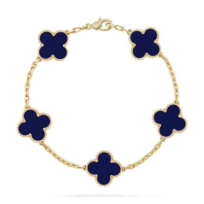 [Kincade] COLECCIÓN DE PULSERAS DE LAPIS LÁZULI CON 5 MOTIVOS DE TRÉBOL