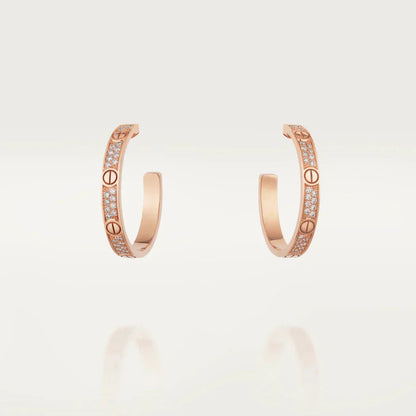 [Kincade Jewelrys]LOVE DIAMOND PINK GOLD HOOP EARRINGS