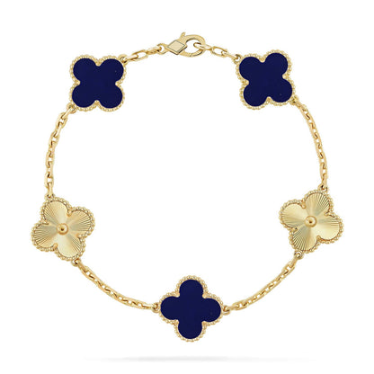 [Kincade] COLECCIÓN DE PULSERAS DE LAPIS LÁZULI CON 5 MOTIVOS DE TRÉBOL