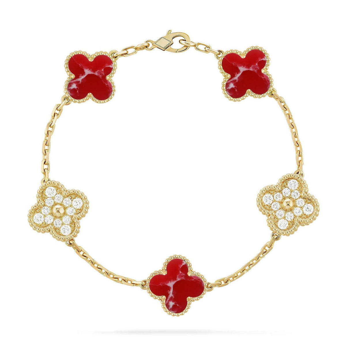 [Kincade]CLOVER 5 MOTIF RED PATTERN BRACELET COLLECTION