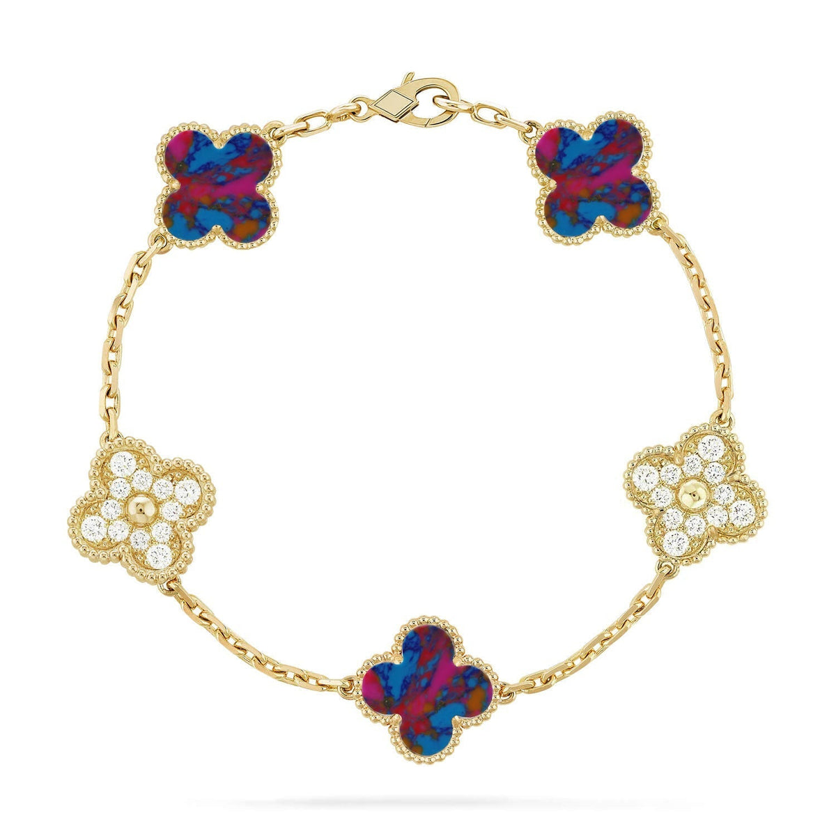 [Kincade]CLOVER 5 MOTIF COLOR GEMSTONES BRACELET COLLECTION