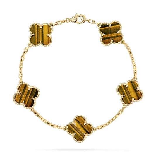 [kincade]CLOVER  5 MOTIFS TIGER EYE BRACELET