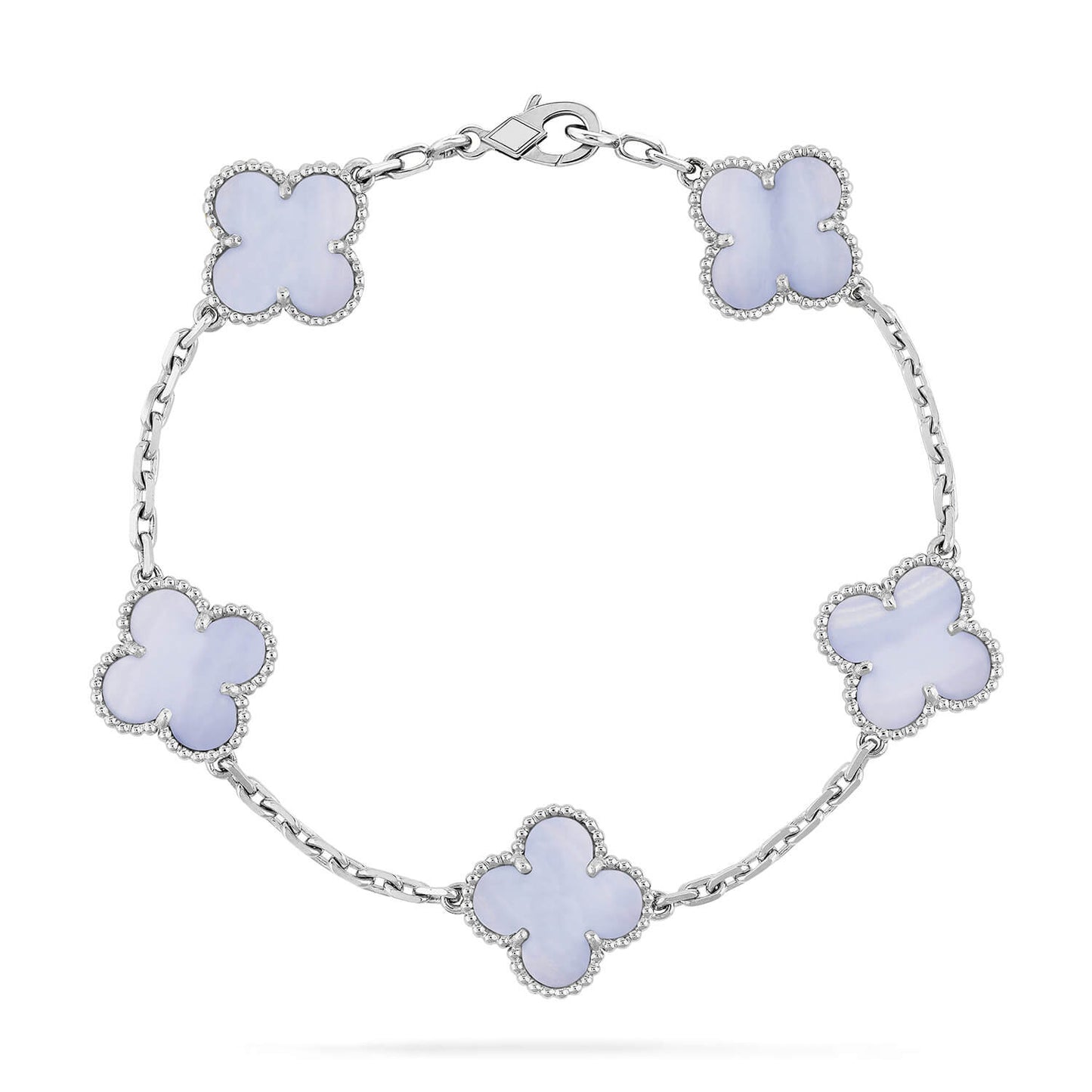 [Kincade Jewelrys]CLOVER  5 MOTIF PURPLE CHALCEDONY BRACELET SILVER