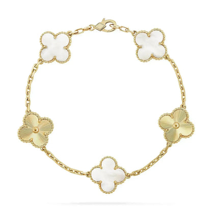 [Kincade Jewelrys]CLOVER BRACELET 5 MOTIF WHITE MOP PINK GOLD