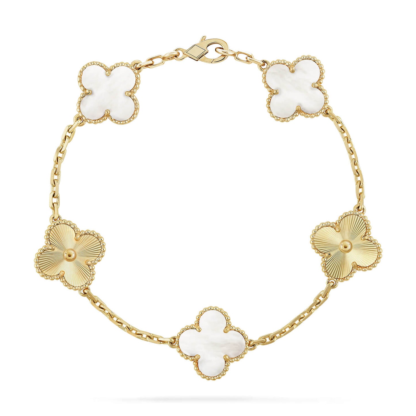 [Kincade Jewelrys]CLOVER 5 MOTIF WHITE MOP LASER BRACELET