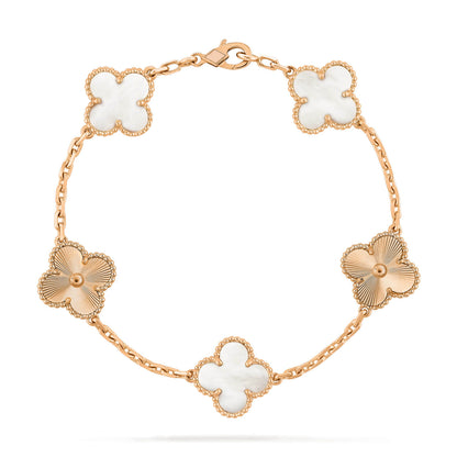 [Kincade Jewelrys]CLOVER 5 MOTIF WHITE MOP LASER BRACELET