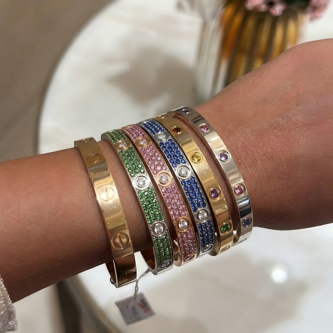 [Kincade]2026 PAVE GEMSTONE LOVE BRACELET 6.1MM 10 DIAMONDS