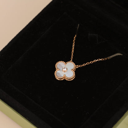 [Kincade Jewelrys]CLOVER 15MM DIAMOND WHITE FRITILLARIA NECKLACE