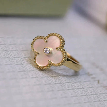 [Kincade Jewelrys]CLOVER PINK MOP RING GOLD DIAMOND