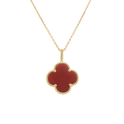 [Kincade Jewelrys]CLOVER 25MM NECKLACE GOLD CARNELIAN