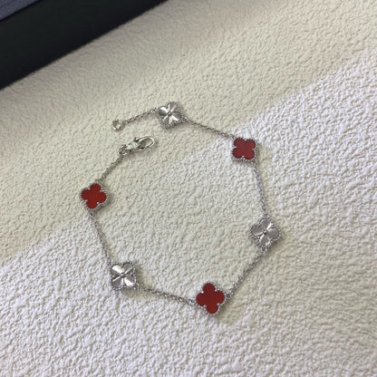 [Kincade Jewelrys]CLOVER 6 MOTIF RED AGATE LASER BRACELET