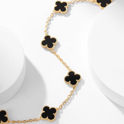 [Kincade Jewelrys]CLOVERS THE 10-MOTIFS ONYX NECKLACE