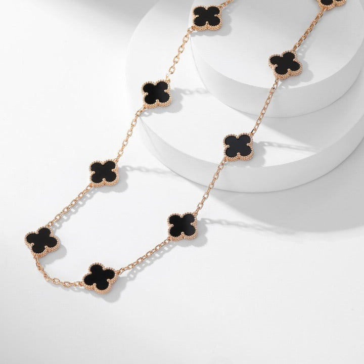 [Kincade Jewelrys]CLOVERS THE 10-MOTIFS ONYX NECKLACE