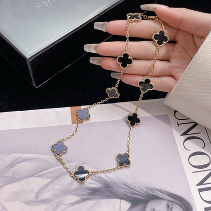 [Kincade Jewelrys]CLOVERS THE 10-MOTIFS ONYX NECKLACE