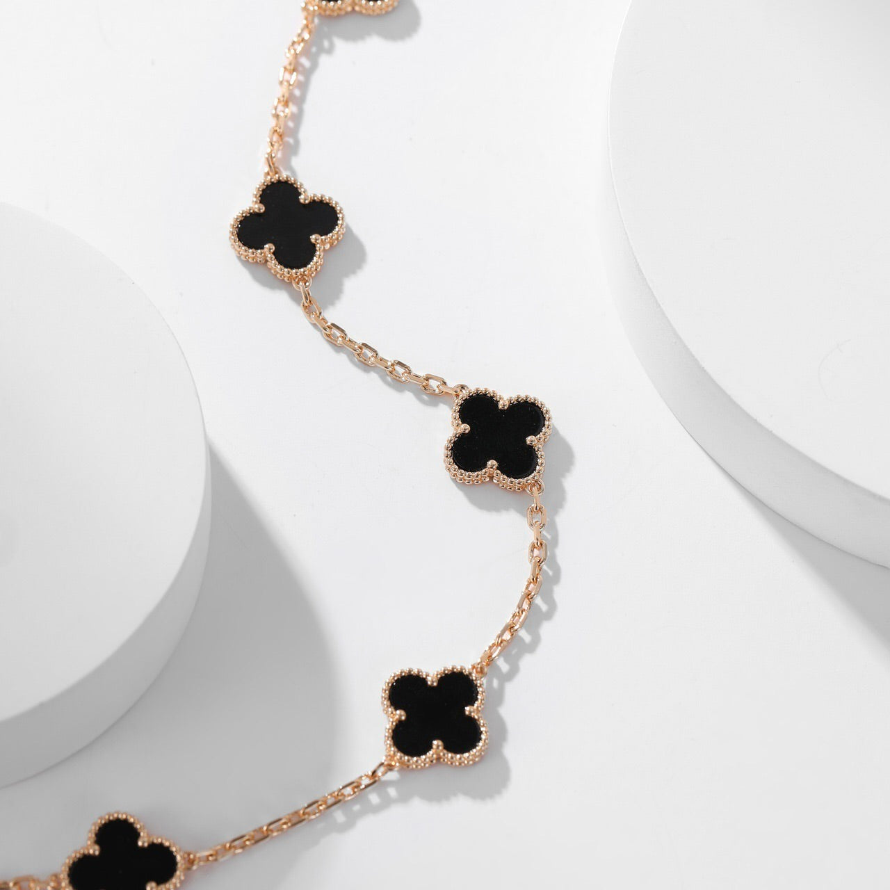[Kincade Jewelrys]CLOVERS THE 10-MOTIFS ONYX NECKLACE