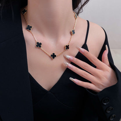 [Kincade Jewelrys]CLOVERS THE 10-MOTIFS ONYX NECKLACE