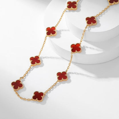 [Kincade Jewelrys]CLOVERS THE  10-MOTIFS CARNELIAN NECKLACE